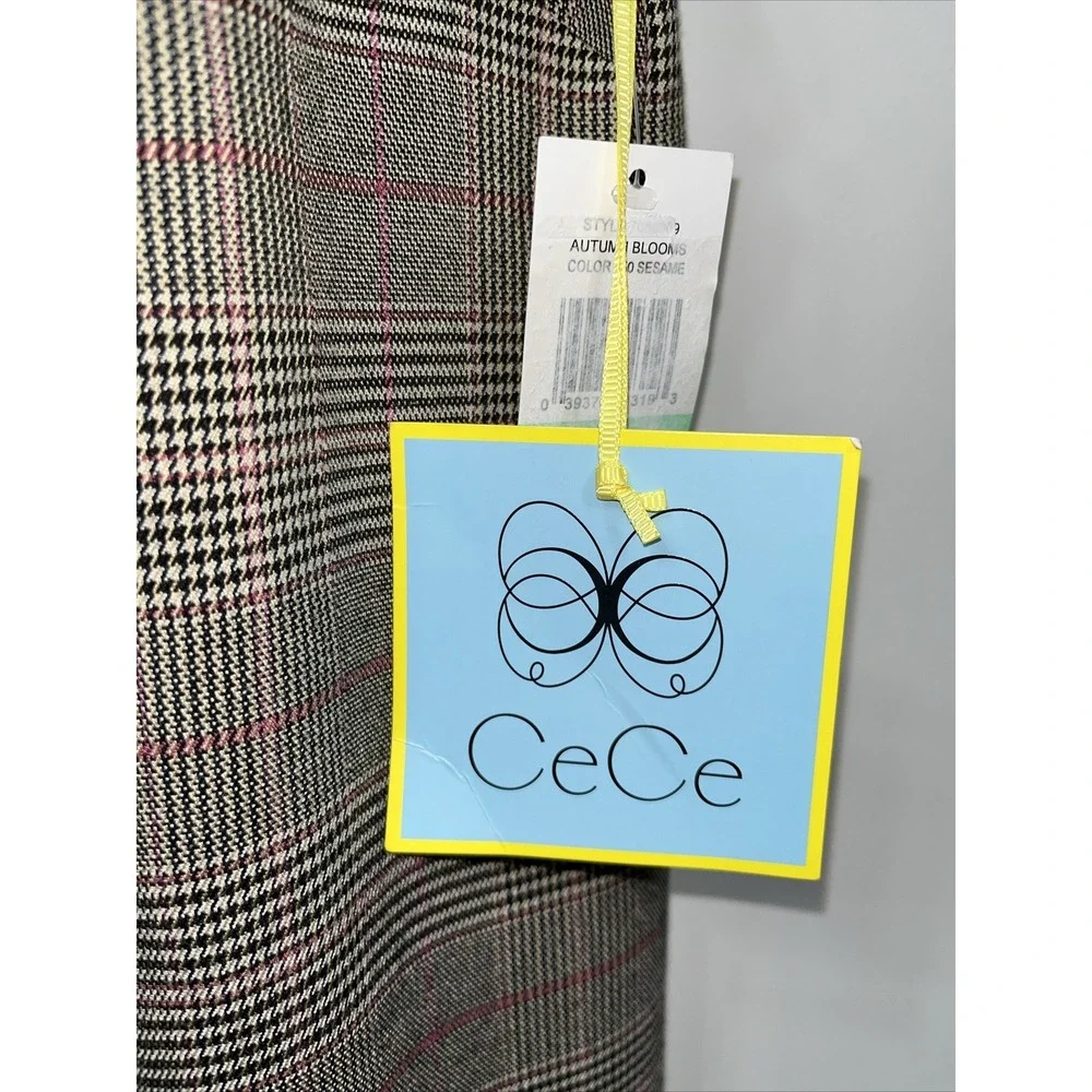 CeCe Plaid‎ Print Point Collar Shift Dress, Size-8 Academia Versatile Festival - Picture 5 of 11